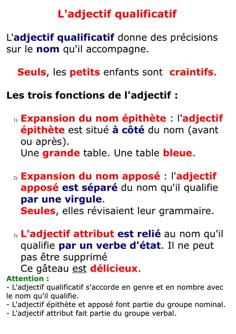 qualificatif synonyme|adjectif qualificatif exemple liste.